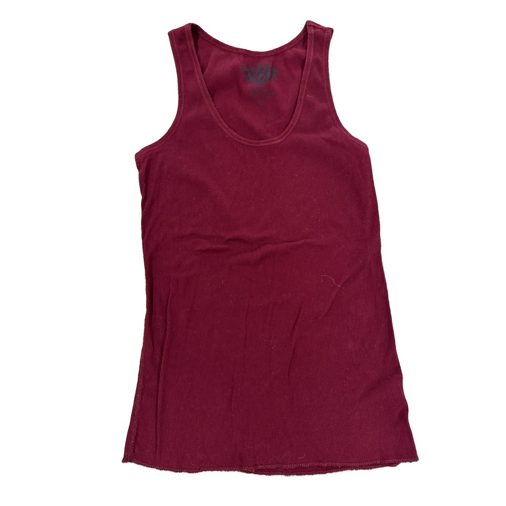 Womens XL Burgundy Ribbed Tank Top Racerback Cotton Blend